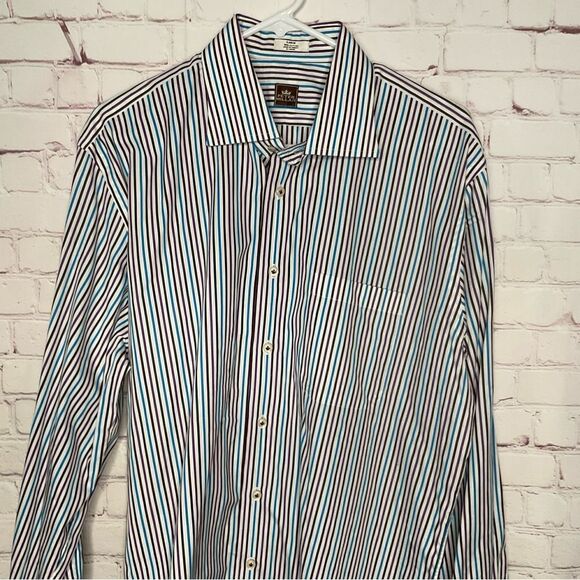 New Peter Millar Mens Shirt Button Down Long Sleeve Striped Dress Shirt Size L - Picture 4 of 8